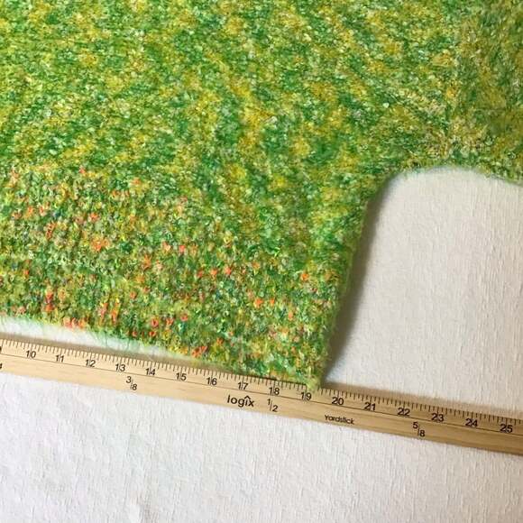 Free People Stardust Sweater green yellow fuzzy combo women Small Y2K Retro NWOT - Picture 10 of 11